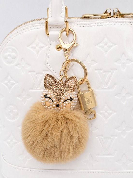Louis Vuitton Accessories - Authentic Louis Vuitton Gold Padlock 🔐 + Unbranded Cat Tan Pom Pom Charm